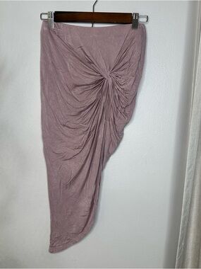 Ruched Asymmetric Midi Skirt Dusty Mauve Charlotte Russe XS